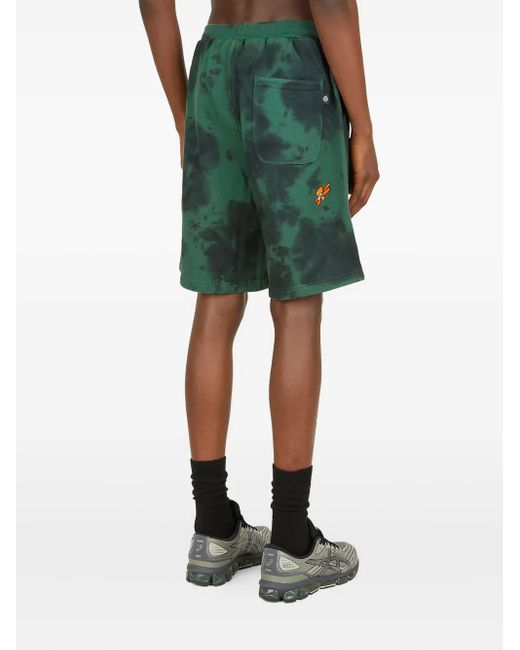 Perks And Mini Green Tie-Dye Embroidered Shorts for men