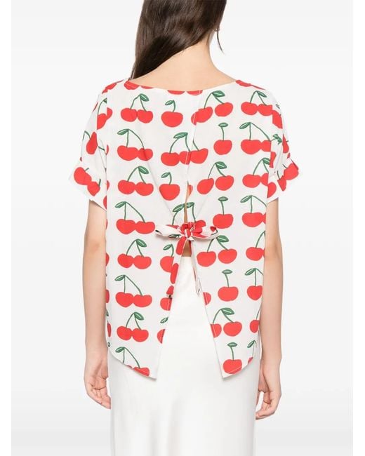 BLAKLACE Red Cherry-Print Blouse