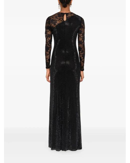 Robe Ornée De Strass À Manches Longues Self-Portrait en coloris Black