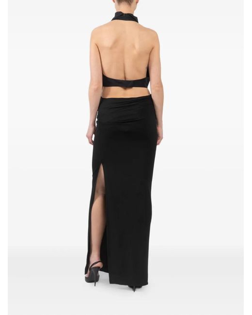 Magda Butrym Black Draped Halterneck Evening Dress