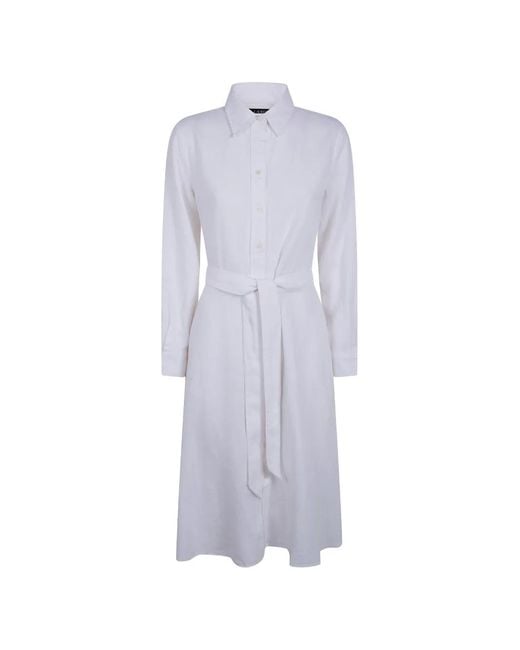 Ralph Lauren White Woven "Shirt Dress" Dress