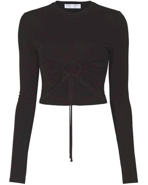 Proenza Schouler Black Cropped Cut-Out Drawstring Top