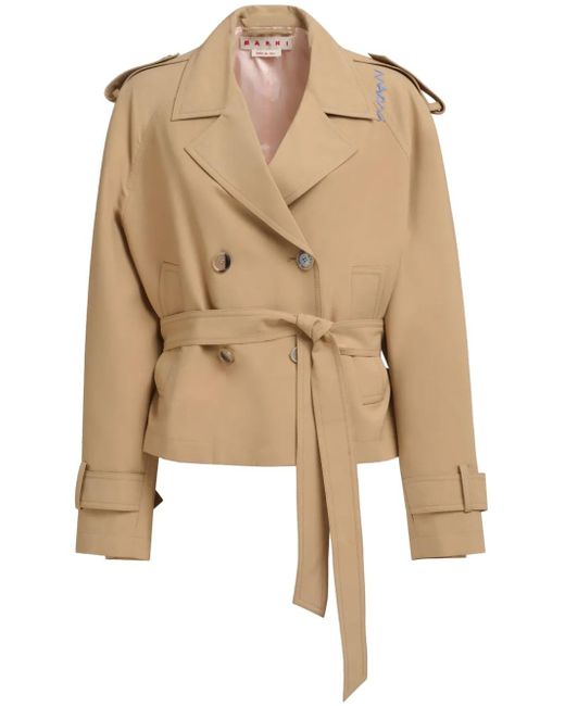 Marni Natural Double-Breasted Jacket With Belted Waist