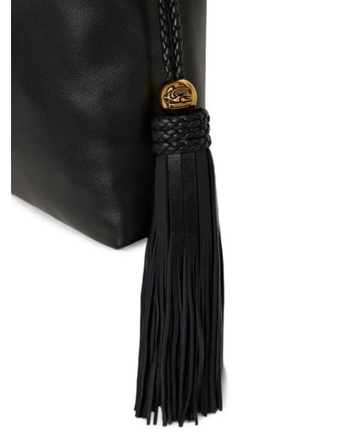 Etro Black Mini Leather Kalispera Bag With Tassels