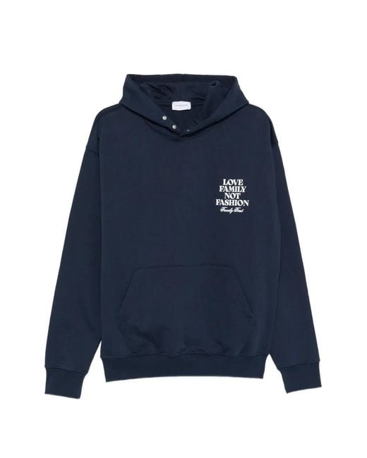 FAMILY FIRST Blue Lettering Hoodie for men