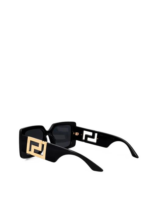 Versace Black Greca Rectangle-Frame Sunglasses