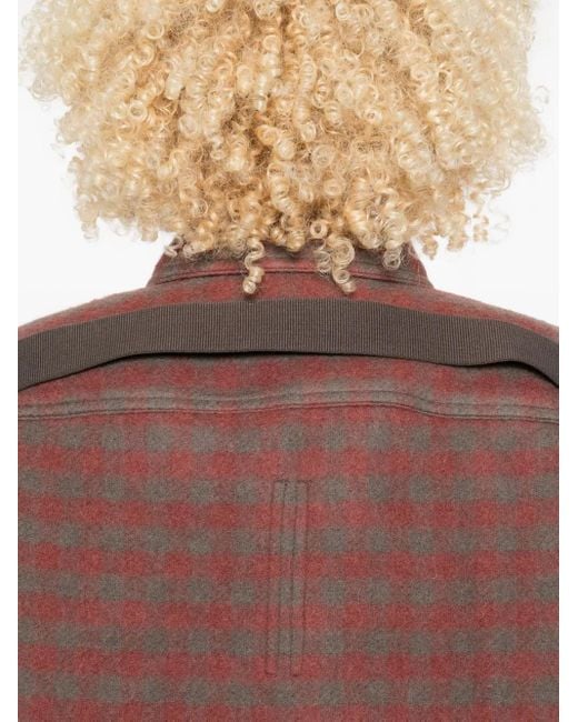 Rick Owens Purple Checked Patch-Pocket Shirt