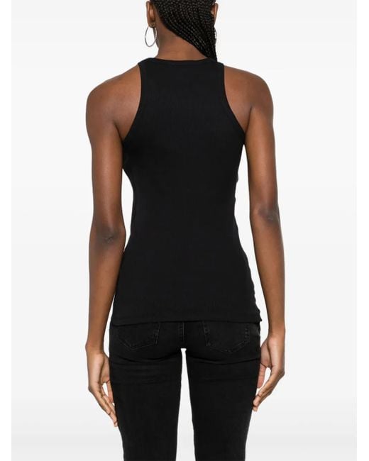 The Attico Black Ribbed Cotton Tank Top