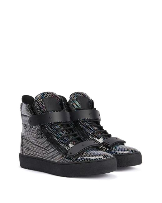 Giuseppe Zanotti Black Geometric-Print High-Top Sneakers for men