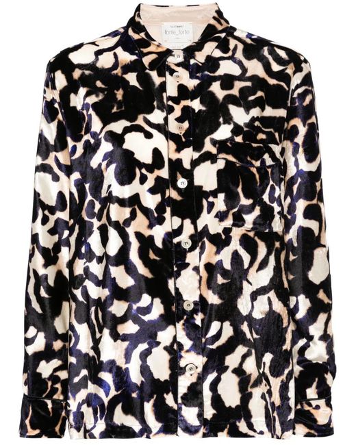 Forte_forte Black Animal-Print Velvet Shirt