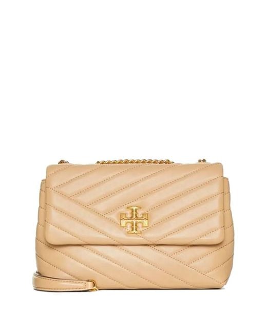 Tory Burch Natural Small Kira Chevron Logo Shoulder Bag