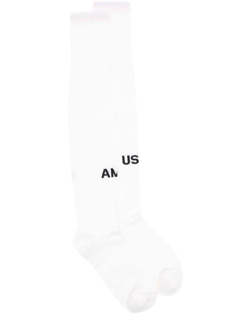Ambush White Logo-jacquard Ribbed Socks