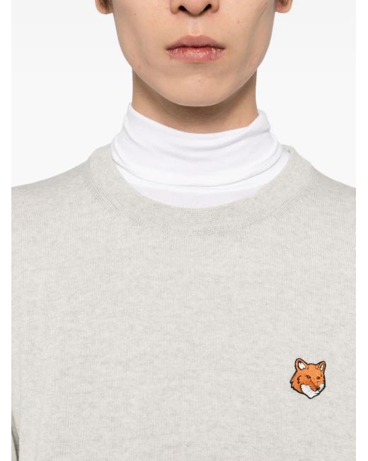 Maison Kitsuné Sweater Met Vossenpatch in het White voor heren
