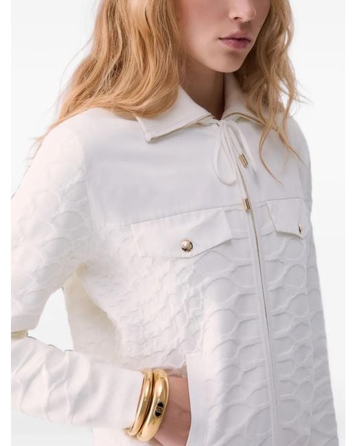 Liu Jo White Hooded Zip-Up Sweater
