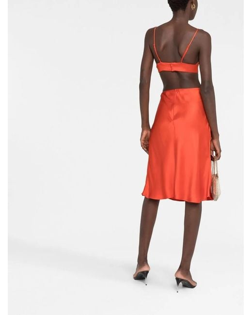 Stella McCartney Orange Lace-Insert Satin Skirt