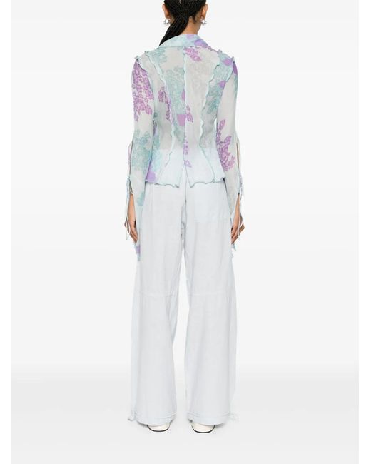 Acne Blue Women's Chiffon Printed Blouse