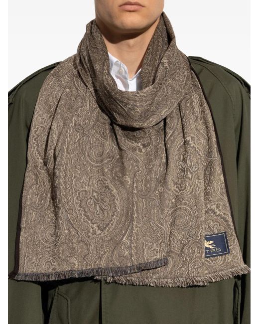 Etro Brown Scarf With Decorative Pattern for men