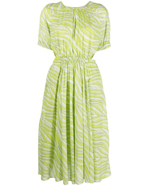 MICHAEL Michael Kors Green Zebra-Print Cotton Midi Dress