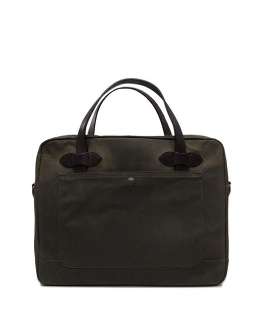 Filson Black Logo-Patch Cotton Shoulder Bag for men