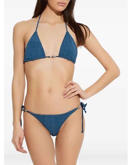 Bondeye Blue Beaded Triangle Bikini Top