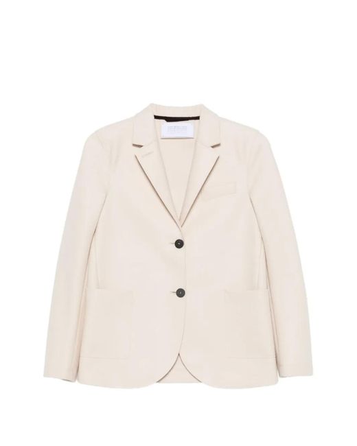 Harris Wharf London Natural Notched-Lapels Single-Breasted Blazer