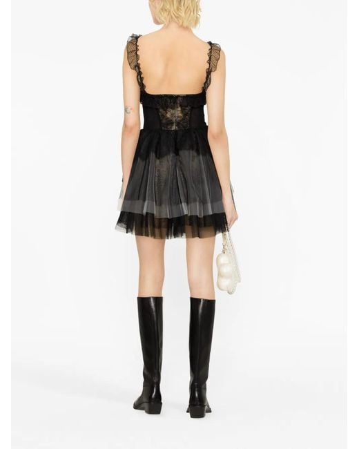 Philosophy Di Lorenzo Serafini Black Sweetheart-Neck Tulle Minidress