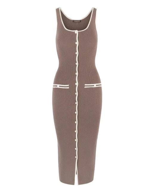 Manière De Voir Brown Daphne Ribbed Button-Front Midi Dress