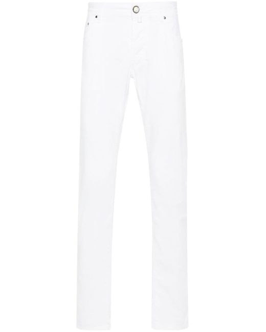 Jacob Cohen White Twill Stretch-cotton Trousers for men