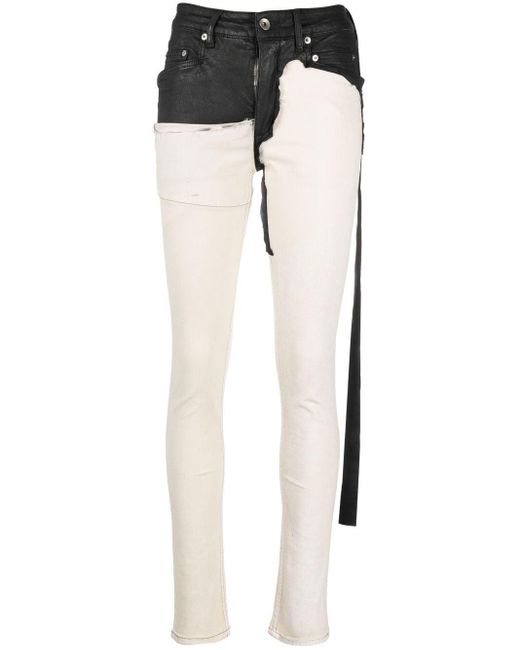 Rick Owens Drkshdw Natural Tyrone Panelled Slim-cut Trousers