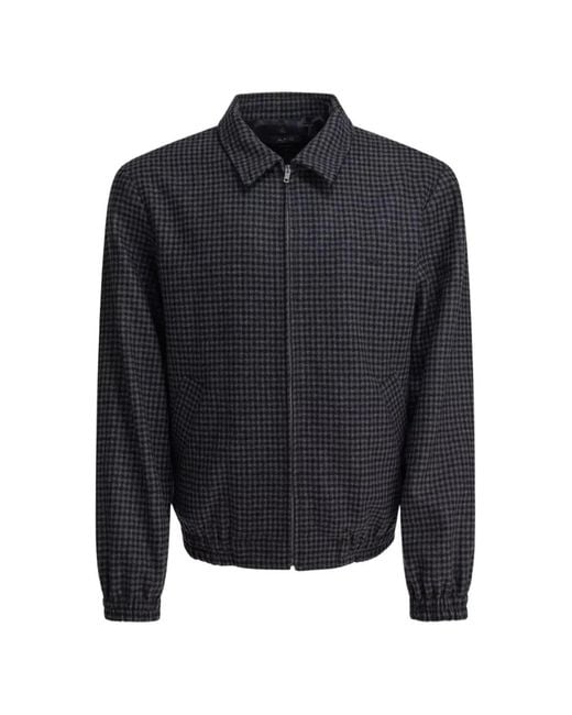A.P.C. Blue Zip Houndstooth Gilbert Jacket for men
