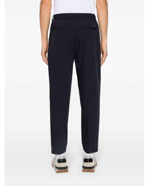 Emporio Armani Blue Elasticated-waist Tapered-leg Trousers for men