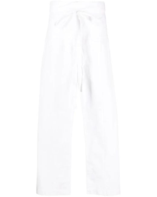 Matteau White Drawstring-Waist Wide-Leg Trousers