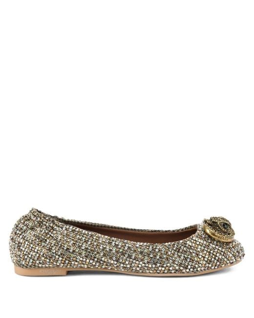 Kurt Geiger Natural Chelsea Crystal Embellished Ballet Flats