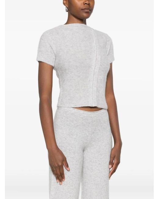 AYA MUSE White Zip-Up Knitted T-Shirt
