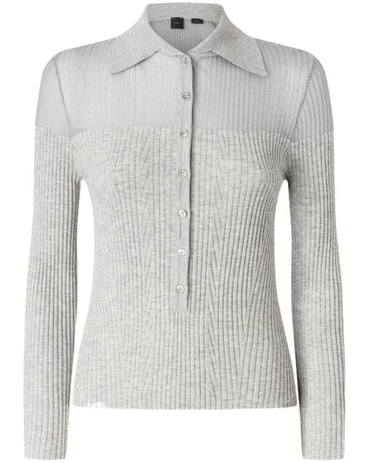 Pinko リブ ポロシャツ Gray