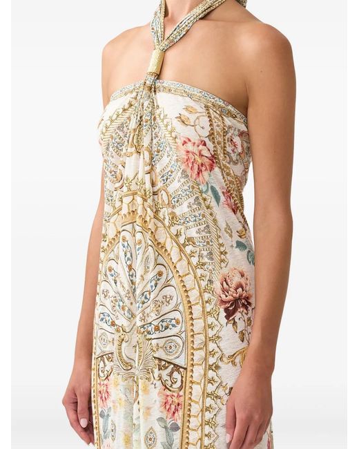 Camilla Metallic Halter-Neck Maxi Dress