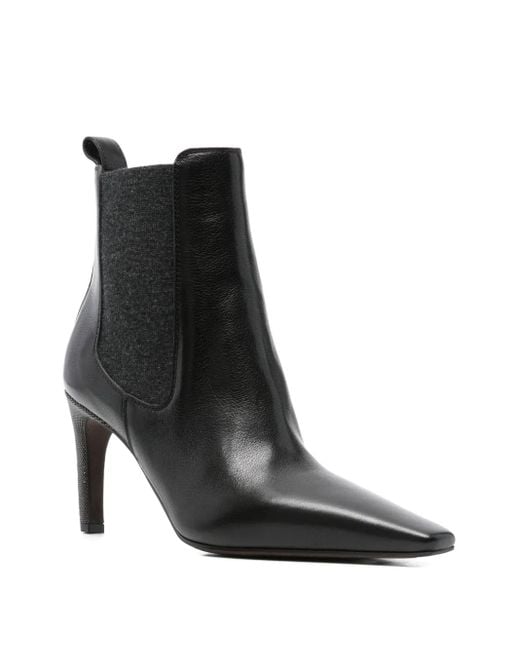 Brunello Cucinelli Black 80Mm Pointed-Toe Chelsea Boots