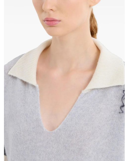 Marni Gray T-Shirt Mit V-Ausschnitt