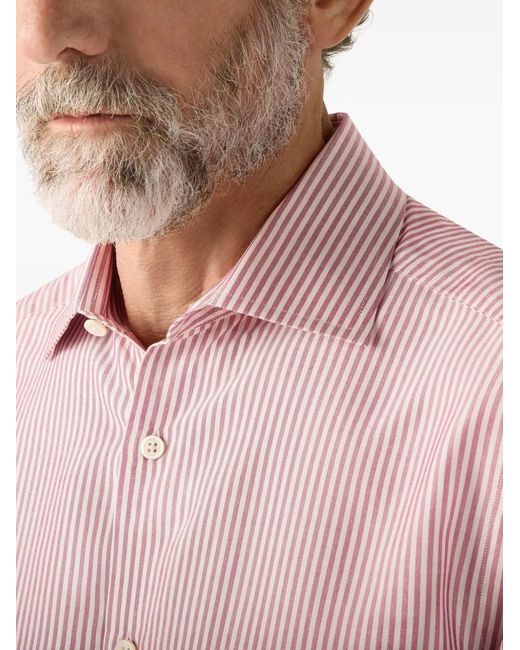 Zegna Pink Striped Silk Shirt for men