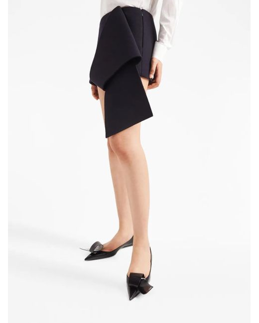 Prada Blue Asymmetric-Hem Mini Skirt