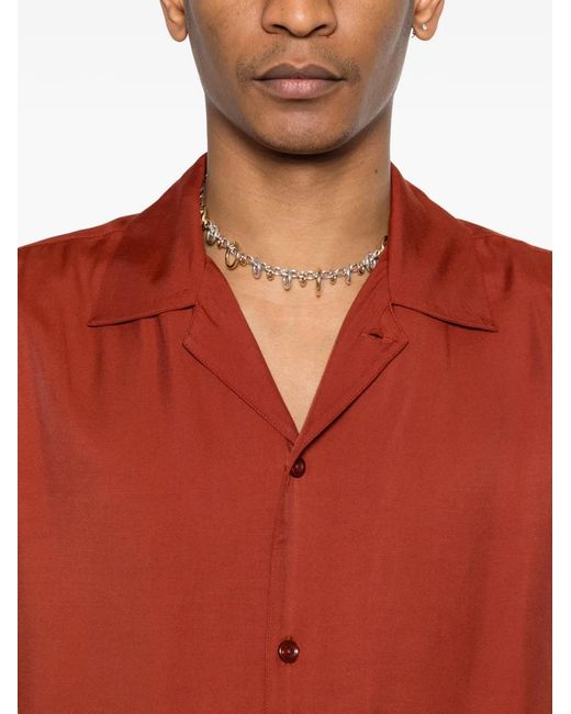 Sandro Red Loose-Fit Shark Collar Shirt for men