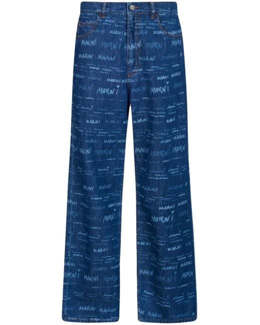 Marni Straight Broek in het Blue voor heren