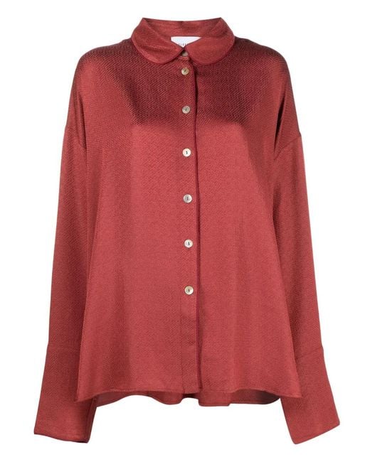 Sleeper Red Pastelle Jacquard-Pattern Pyjama Top