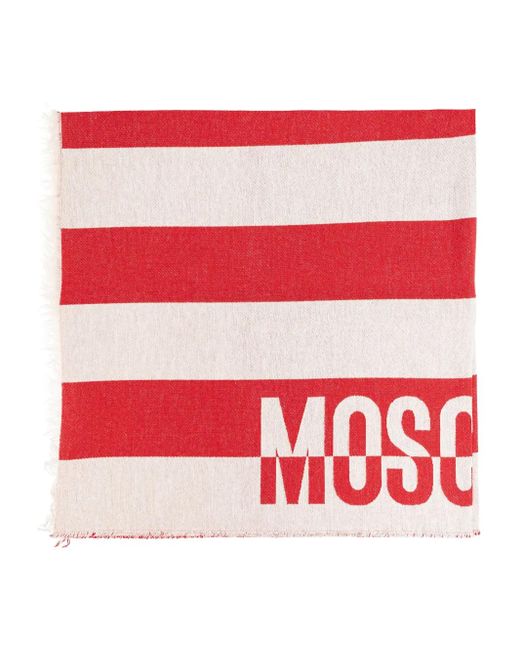 Moschino ストライプ ビーチタオル Red