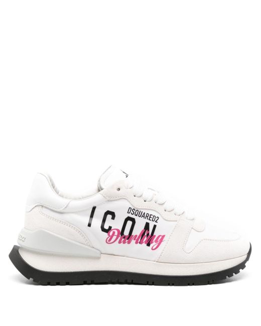 DSquared² Suède Sneakers Met Logoprint in het White