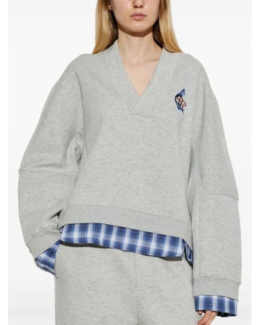 Munthe Gray Nash Layered-Effect Logo-Patch Sweatshirt