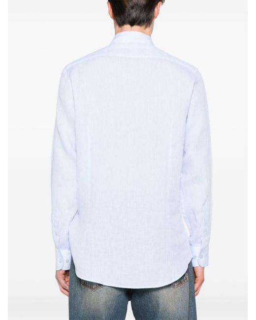 Etro White Spread-collar Linen Shirt for men