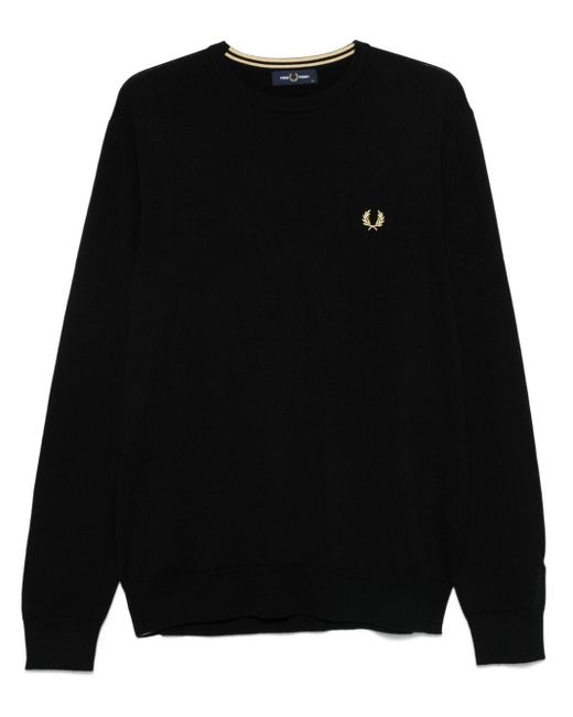 Jersey con logo bordado Fred Perry de hombre de color Negro Lyst