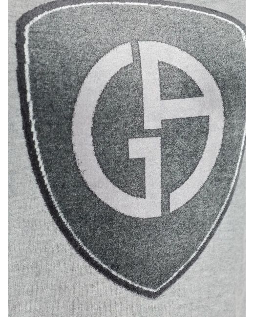 Giorgio Armani Gray Logo-Detailed Crewneck T-Shirt for men