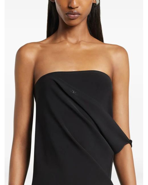 Courreges Black Draped Asymmetrical Midi Dress